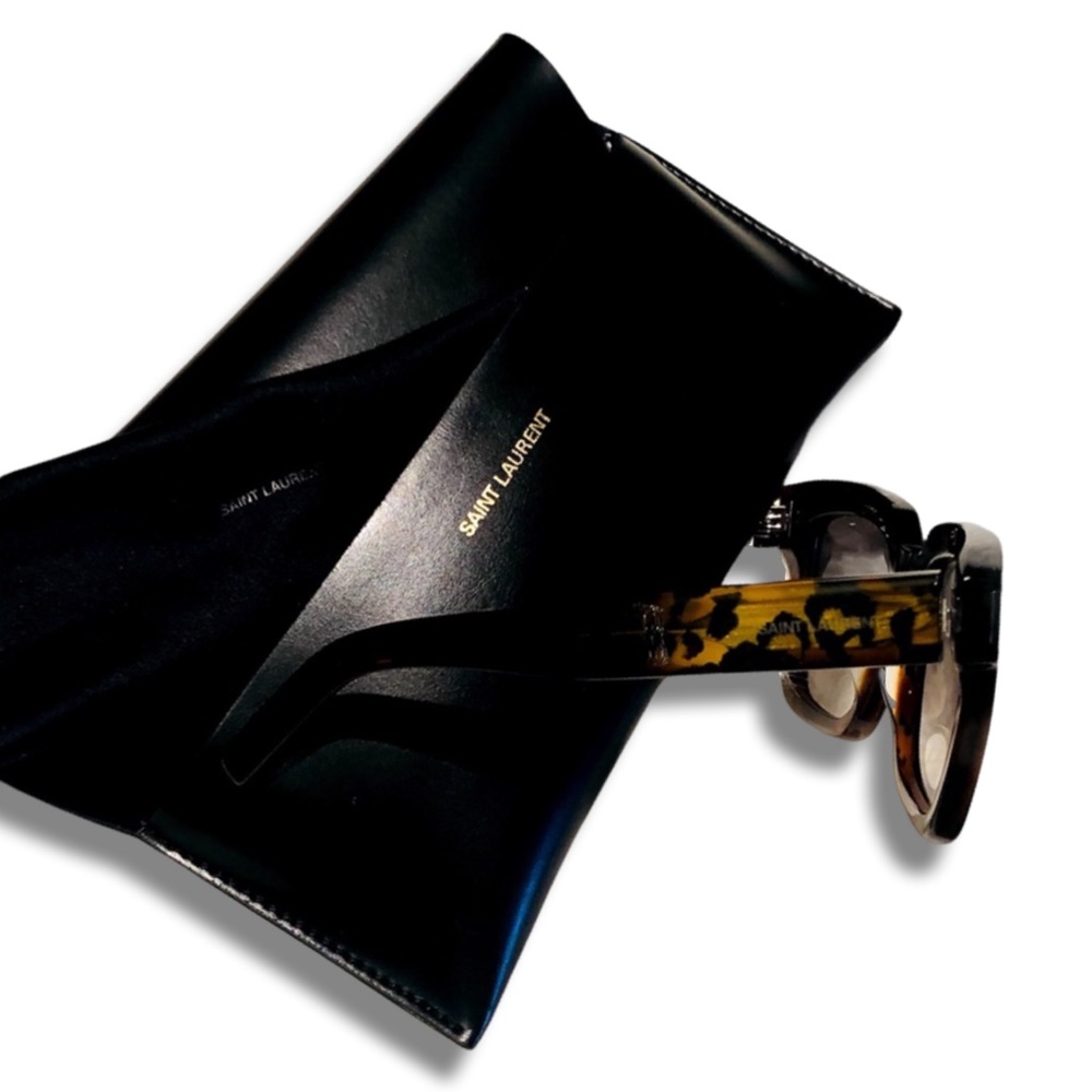 Yves Saint Laurent Black & Tortoise Leopard Print Sunglasses - Picture 2 of 10
